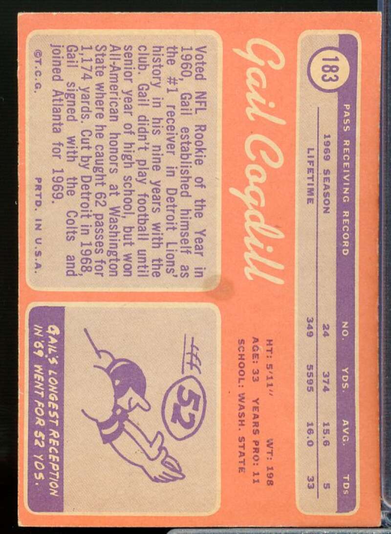 Gail Cogdill Card 1970 Topps #183  Image 2