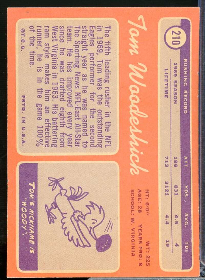 Tom Woodeshick Card 1970 Topps #210  Image 2