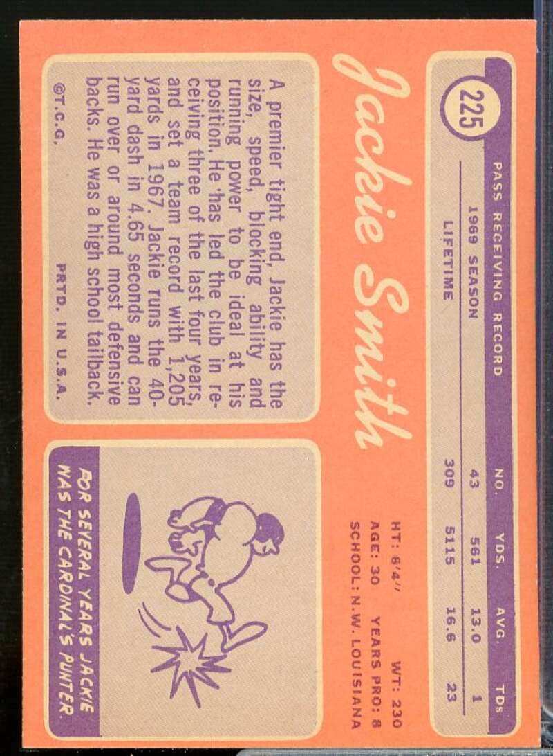 Jackie Smith Card 1970 Topps #225  Image 2