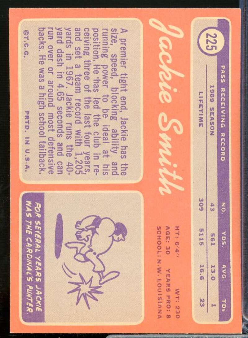 Jackie Smith Card 1970 Topps #225  Image 2