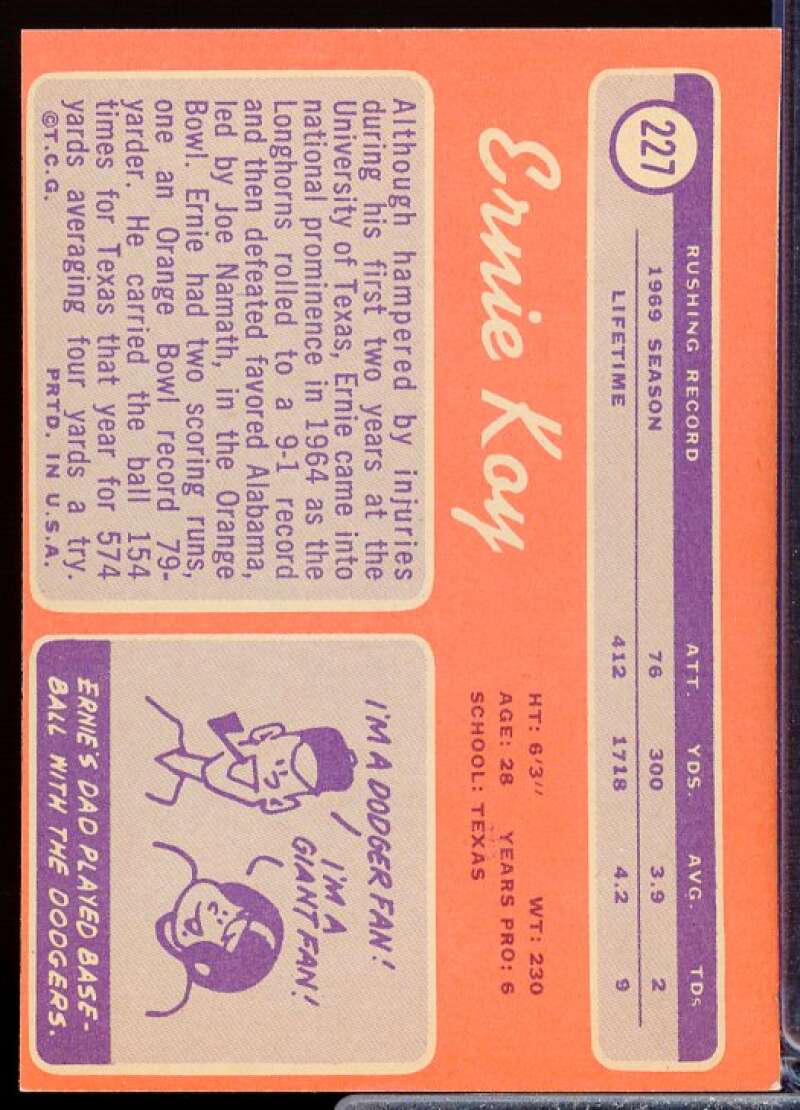 Ernie Koy Card 1970 Topps #227  Image 2