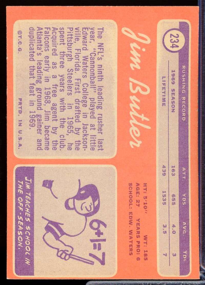 Jim Butler Card 1970 Topps #234  Image 2