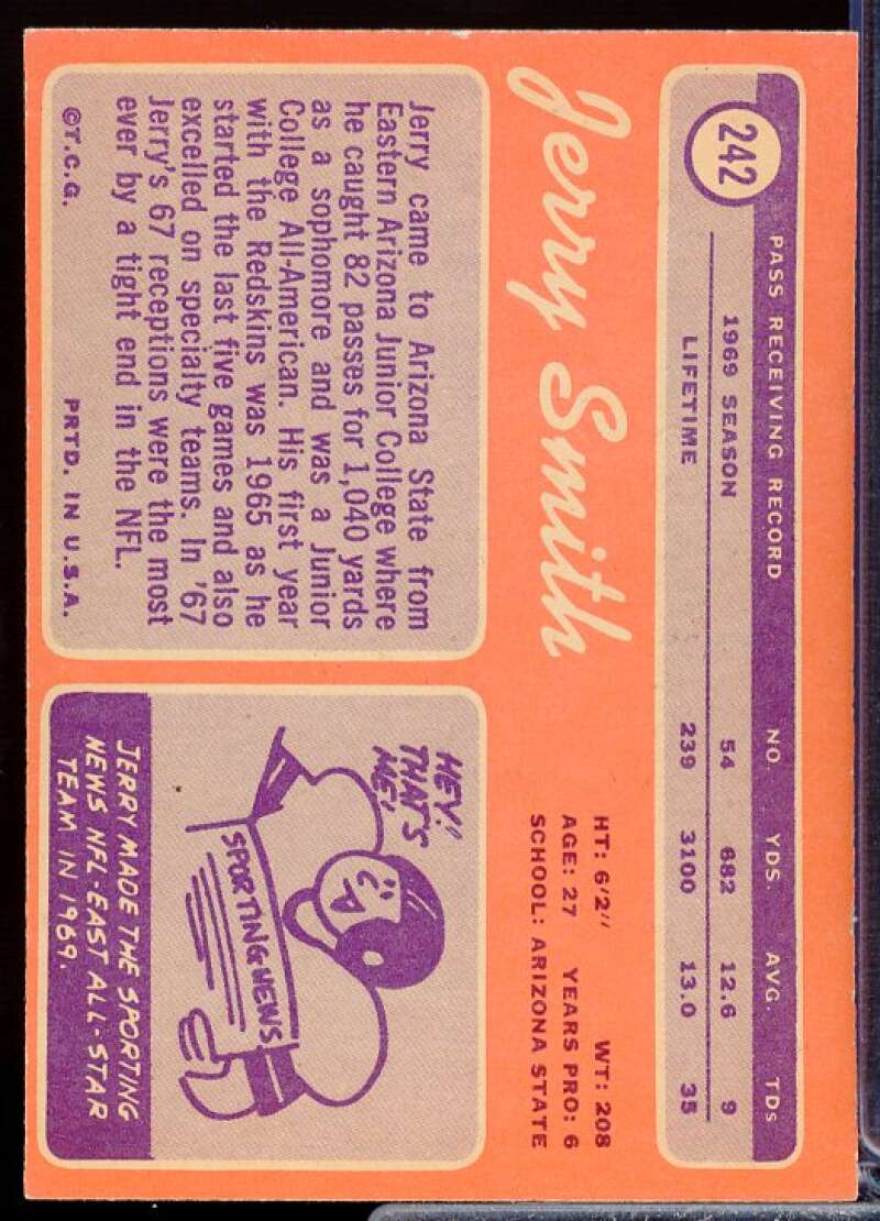 Jerry Smith Card 1970 Topps #242  Image 2