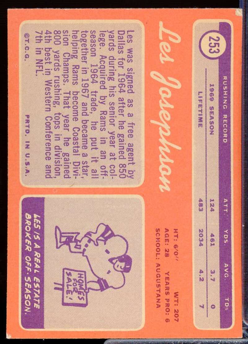 Les Josephson Card 1970 Topps #253  Image 2