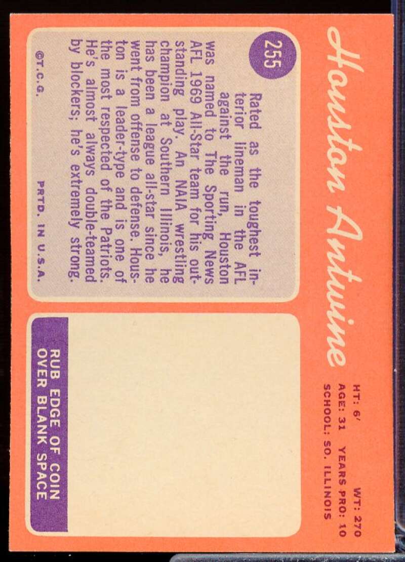 Houston Antwine Card 1970 Topps #255  Image 2