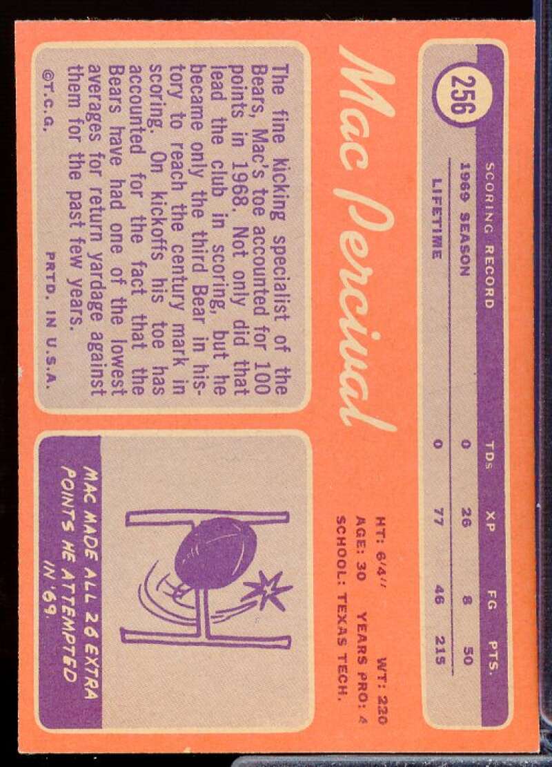 Mac Percival Rookie Card 1970 Topps #256  Image 2