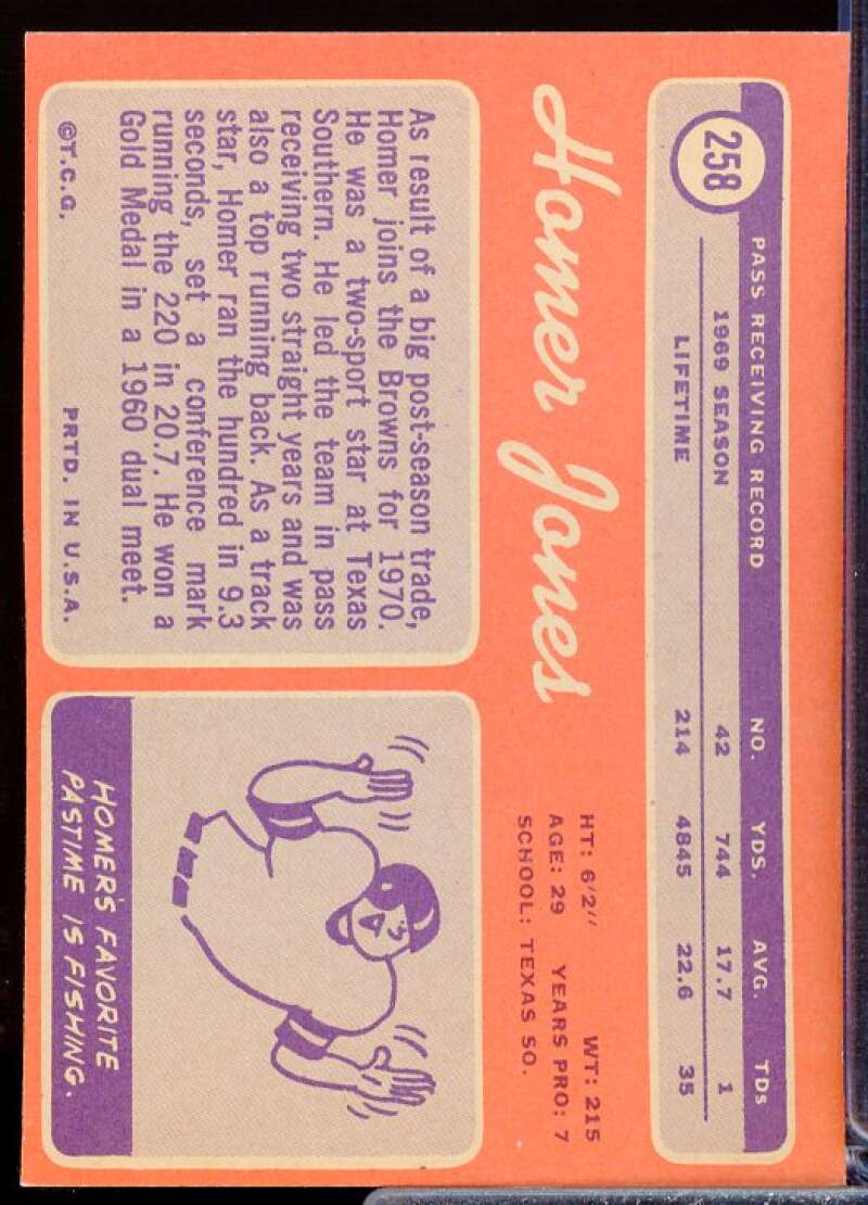 Homer Jones Card 1970 Topps #258  Image 2