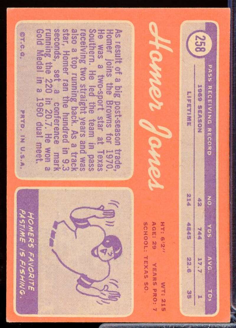 Homer Jones Card 1970 Topps #258  Image 2