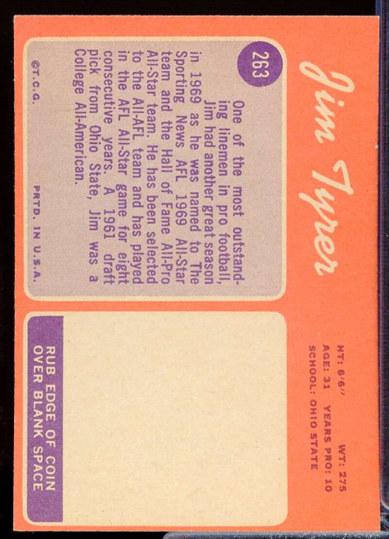 Jim Tyrer Card 1970 Topps #263  Image 2