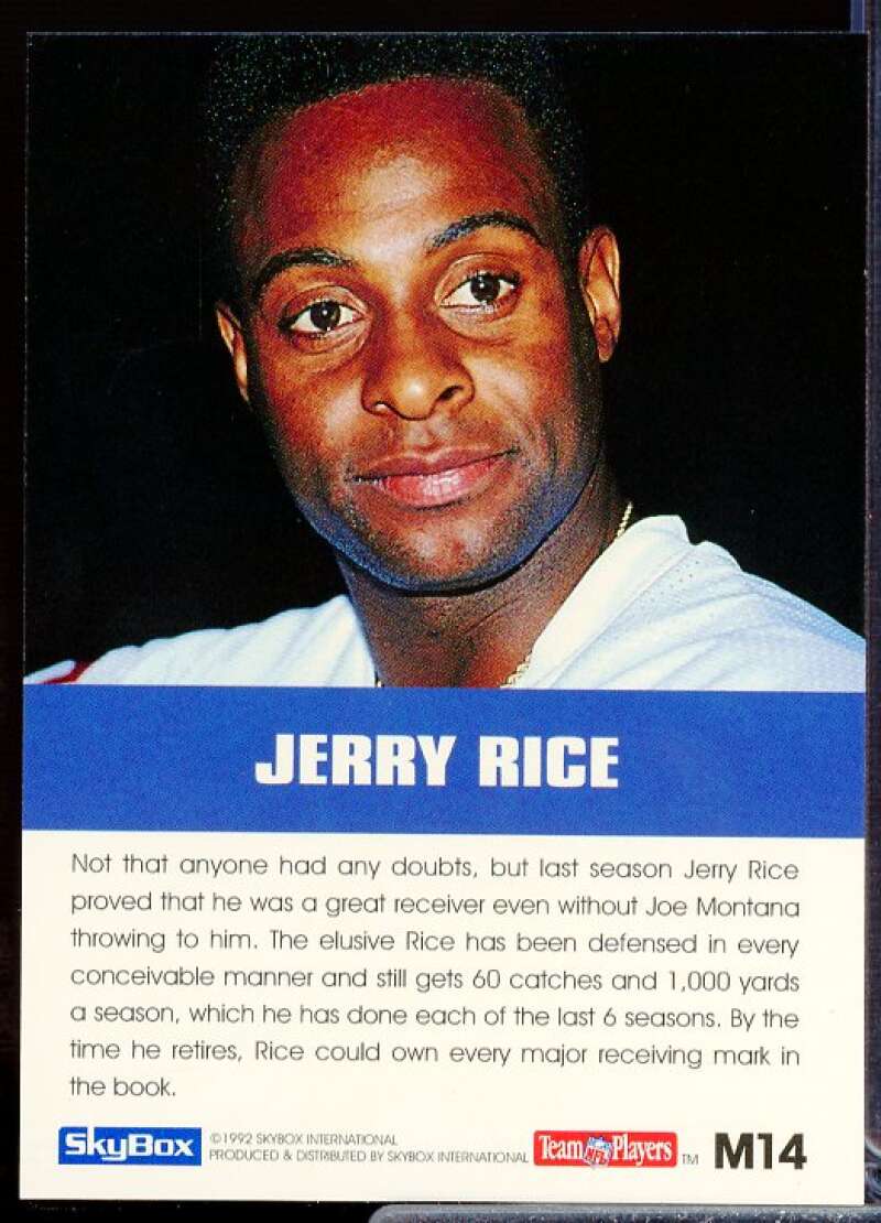 Jerry Rice Card 1992 SkyBox Impact Major Impact #M14  Image 2