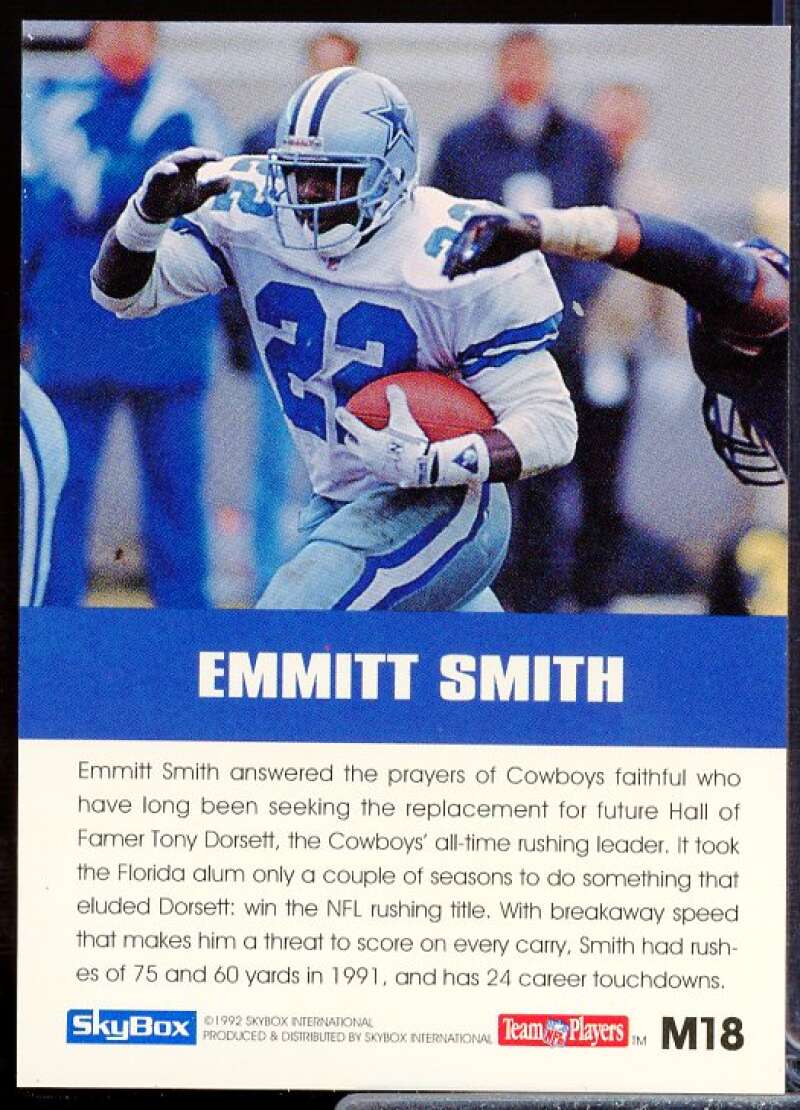 Emmitt Smith Card 1992 SkyBox Impact Major Impact #M18  Image 2