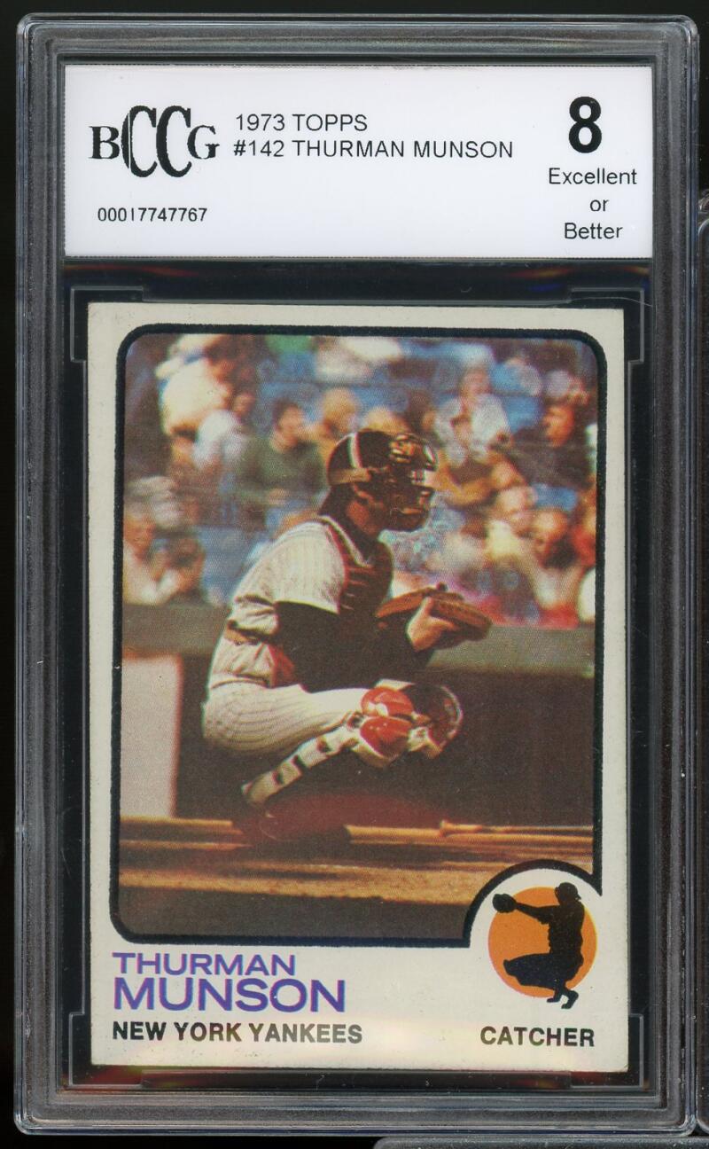 1973 Topps #142 Thurman Munson Card BGS BCCG 8 Excellent+ Image 1