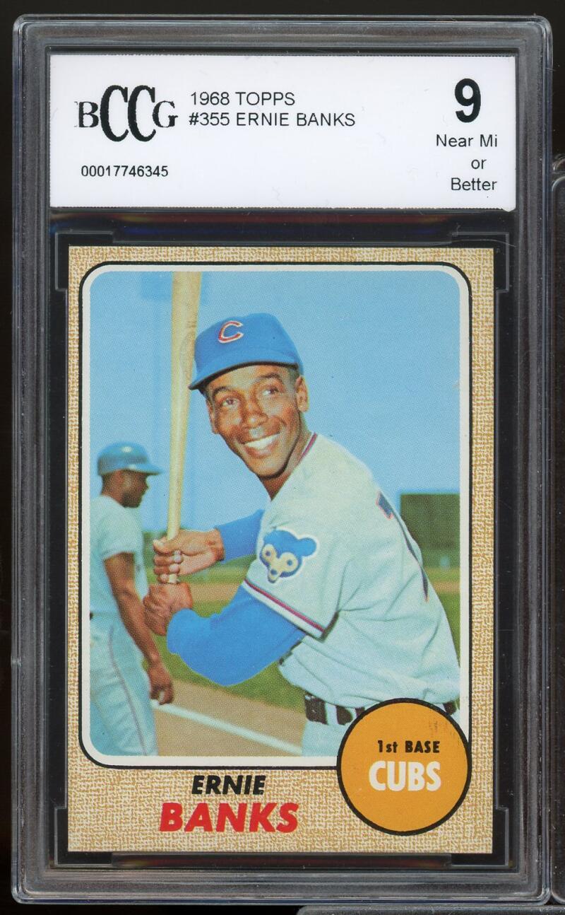 1968 Topps #355 Ernie Banks Card BGS BCCG 9 Near Mint+ Image 1