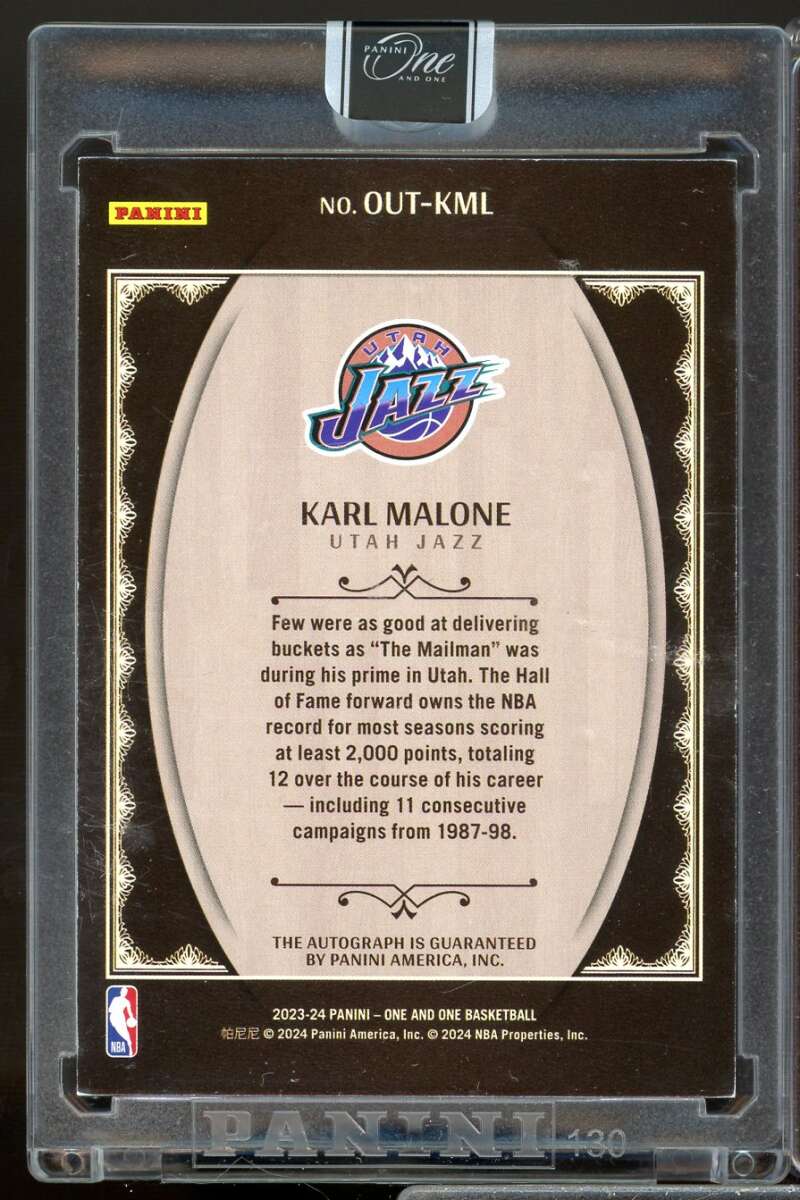 Karl Malone /10 2023-24 Panini One and One Once Upon a Time Autograph Gold #2  Image 2