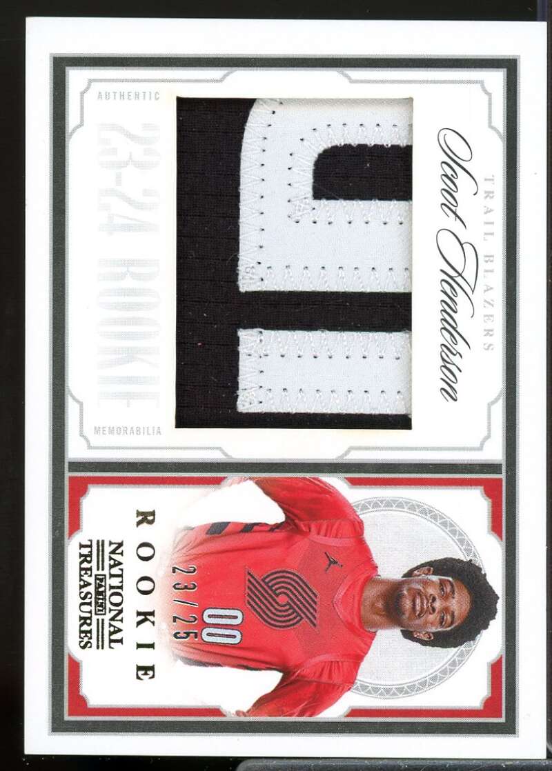 Scoot Henderson /25 2023-24 National Treasures Rookie Jersey Patch '09 Gold #154  Image 1