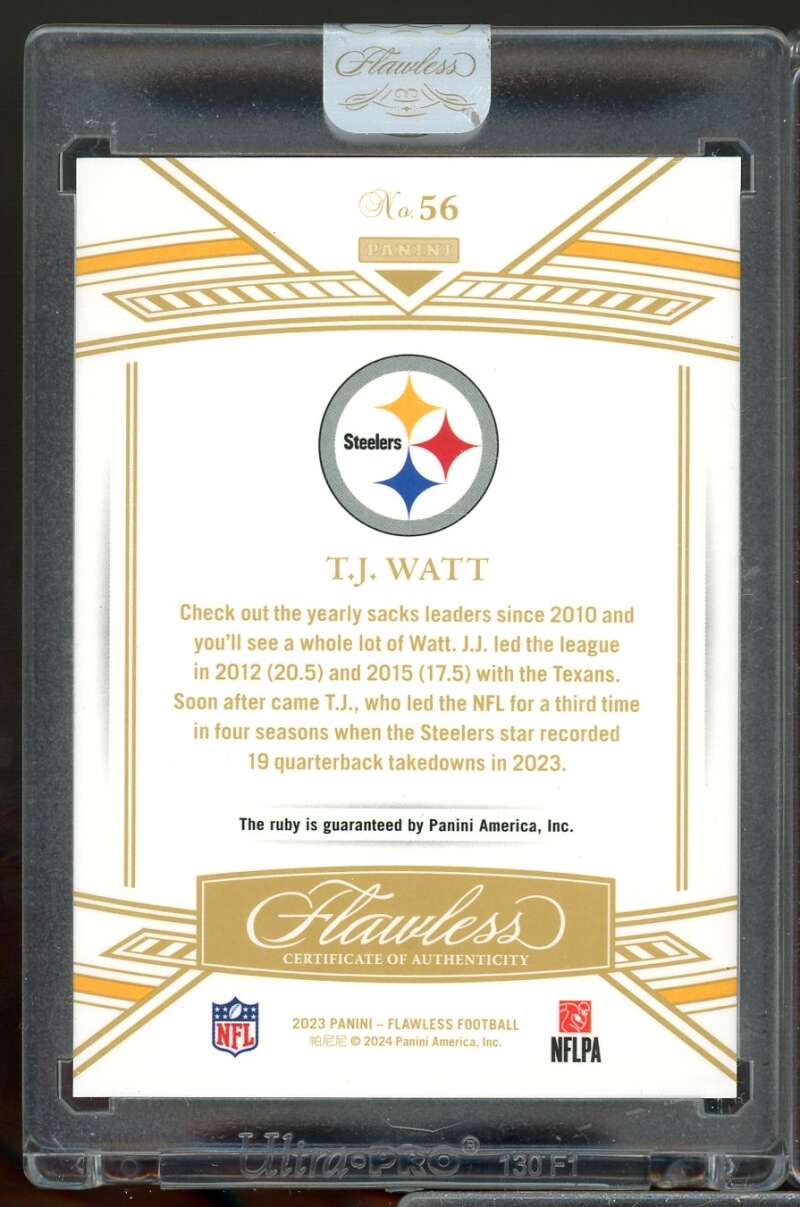 T.J. Watt /20 Card 2023 Panini Flawless #56  Image 2