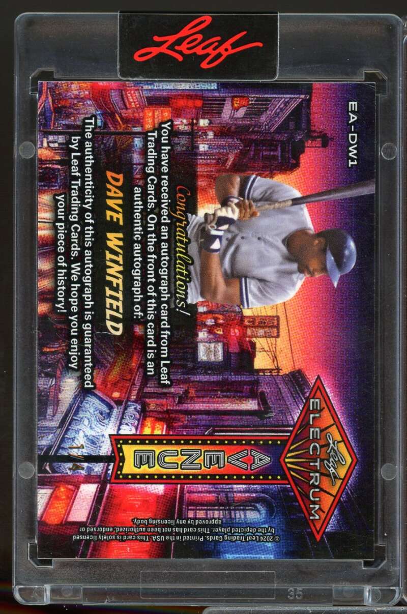 Dave Winfield /4 Card 2024 Leaf Electrum Avenue Autograph Pink #DW1  Image 2