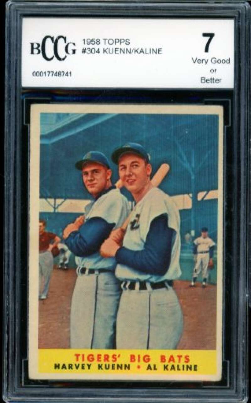 1958 Topps #304 Harvey Kuenn/Al Kaline Card BGS BCCG 7 Very Good+ Image 1