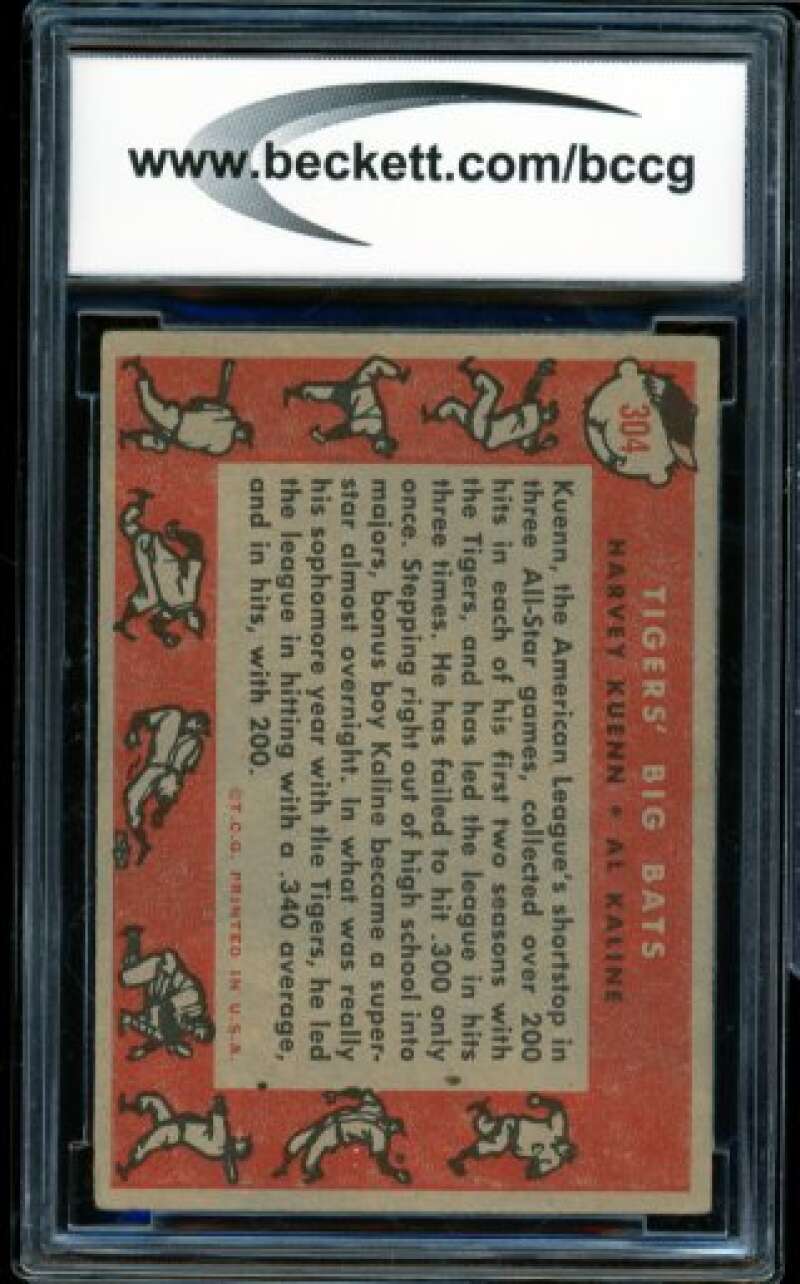 1958 Topps #304 Harvey Kuenn/Al Kaline Card BGS BCCG 7 Very Good+ Image 2