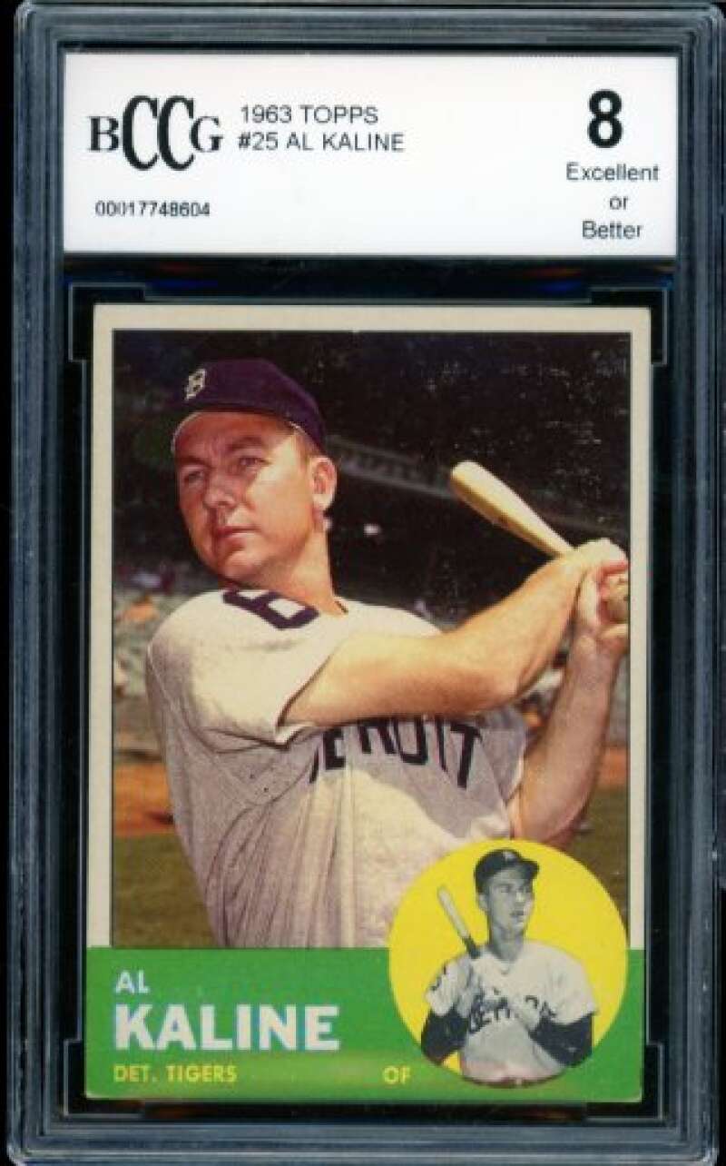 1963 Topps #25 Al Kaline Card BGS BCCG 8 Excellent+ Image 1
