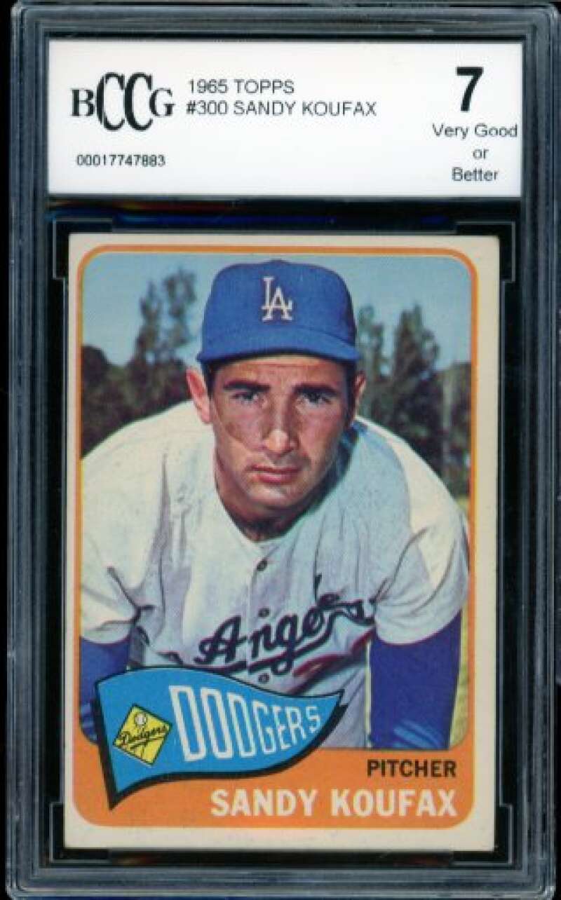 1965 Topps #300 Sandy Koufax Card BGS BCCG 7 Very Good+ Image 1