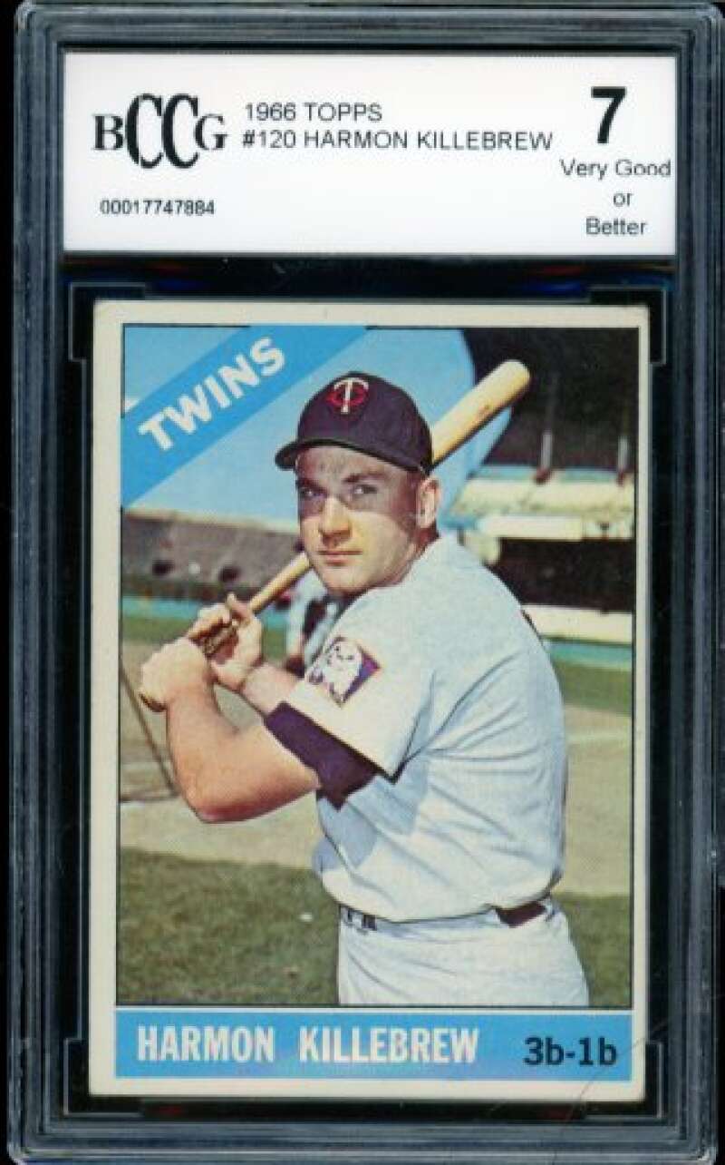 1966 Topps #120 Harmon Killebrew Card BGS BCCG 7 Very Good+ Image 1