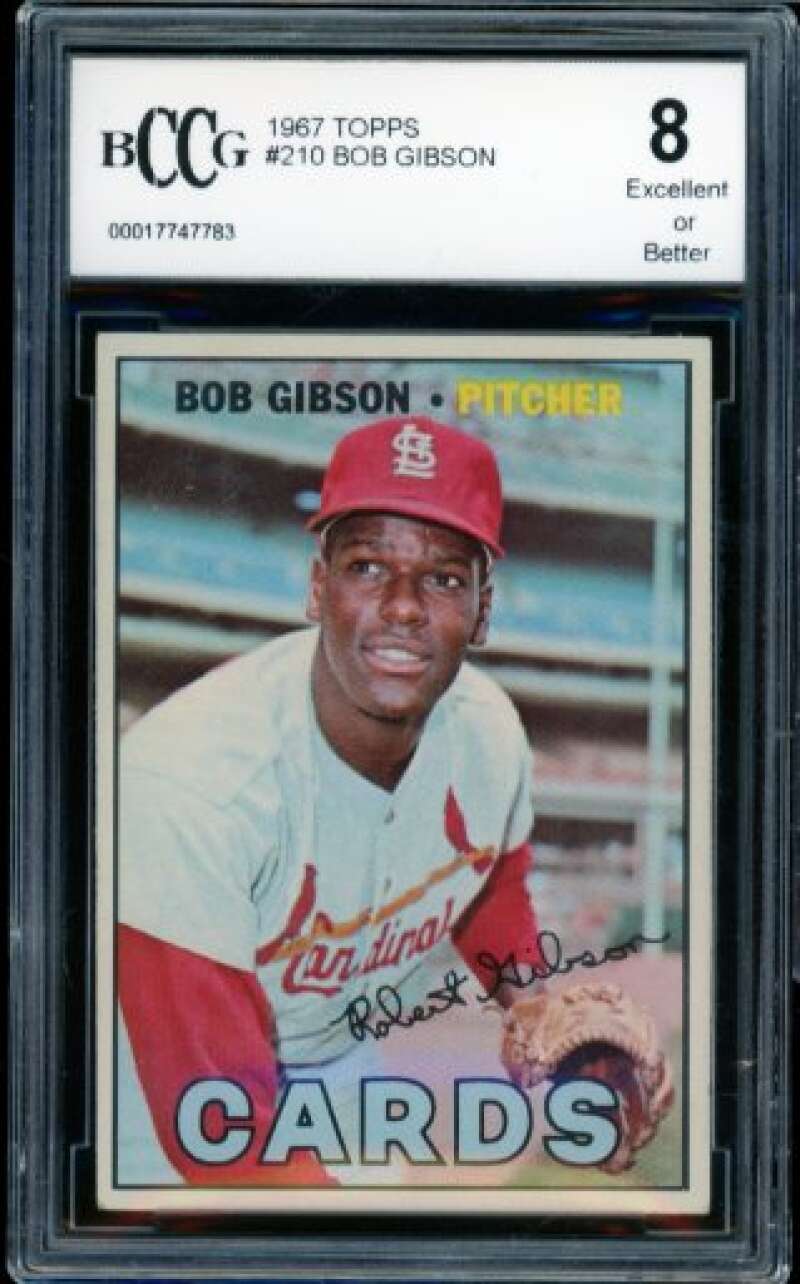 1967 Topps #210 Bob Gibson Card BGS BCCG 8 Excellent+ Image 1
