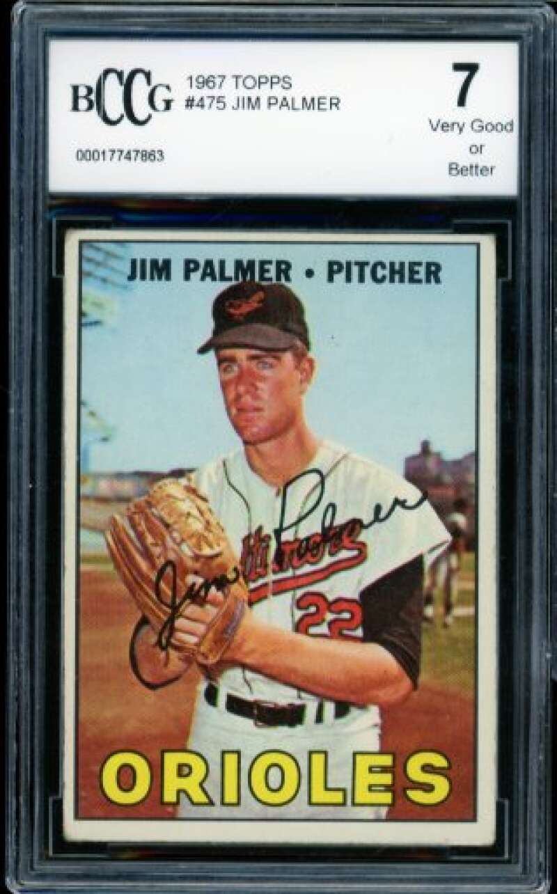 1967 Topps #475 Jim Palmer Card BGS BCCG 7 Very Good+ Image 1