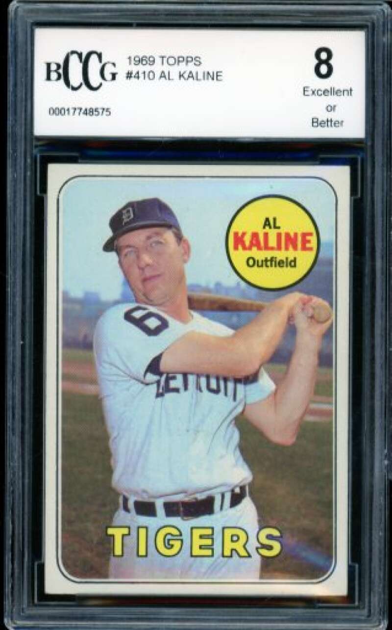 1969 Topps #410 Al Kaline Card BGS BCCG 8 Excellent+ Image 1