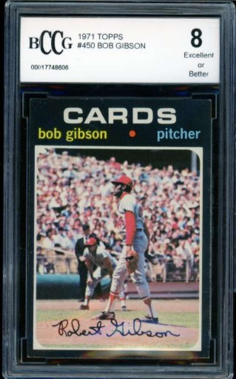 1971 Topps #450 Bob Gibson Card BGS BCCG 8 Excellent+ Image 1