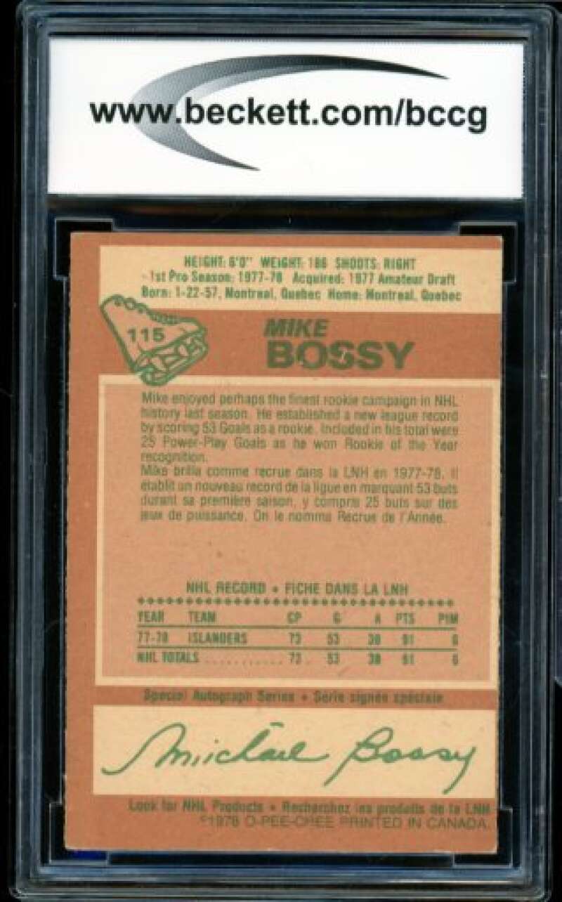 1978-79 O-Pee-Chee #115 Mike Bossy Rookie Card BGS BCCG 7 Very Good+ Image 2