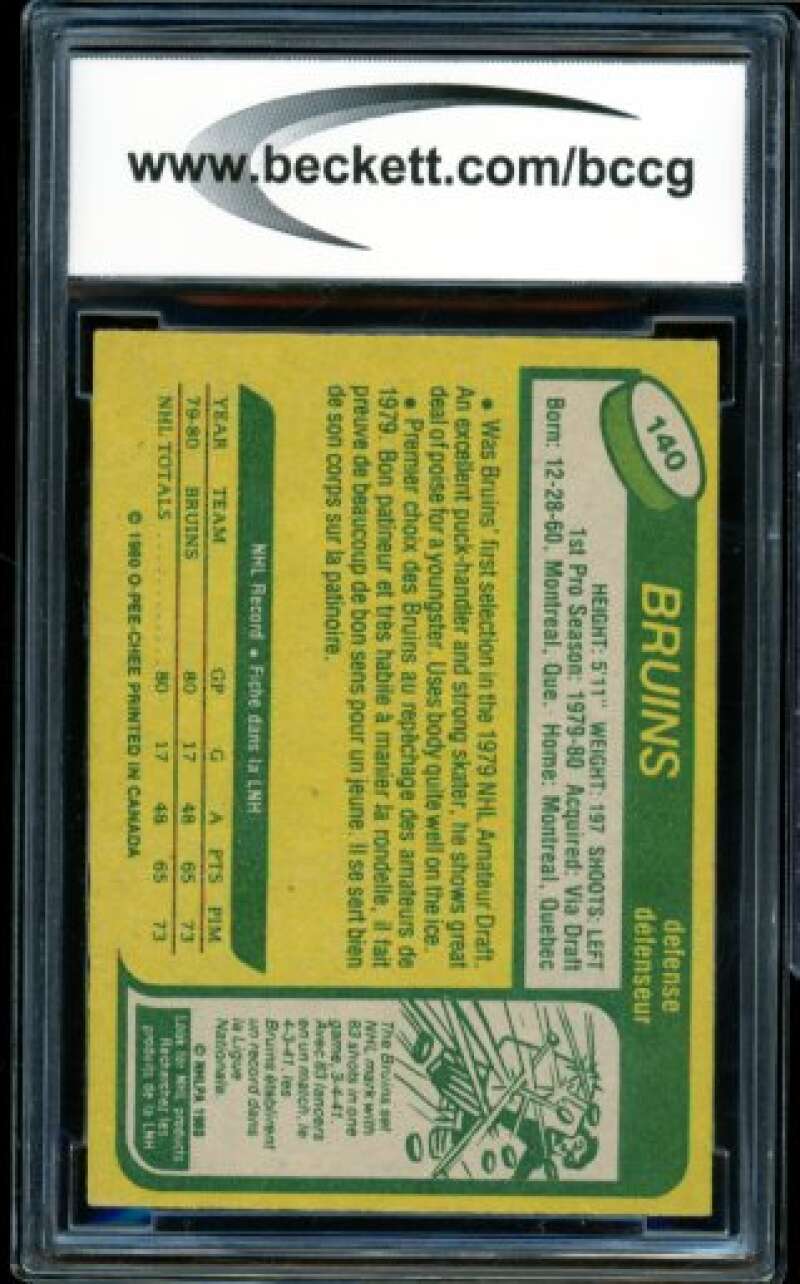 1980-81 O-Pee-Chee #140 Ray Bourque Rookie Card BGS BCCG 7 Very Good+ Image 2