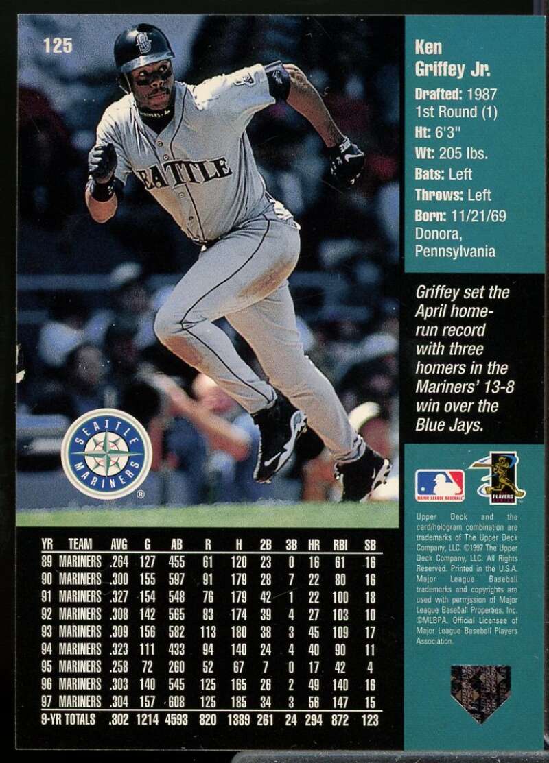 Ken Griffey Jr. Card 1998 Upper Deck Special F/X #125  Image 2