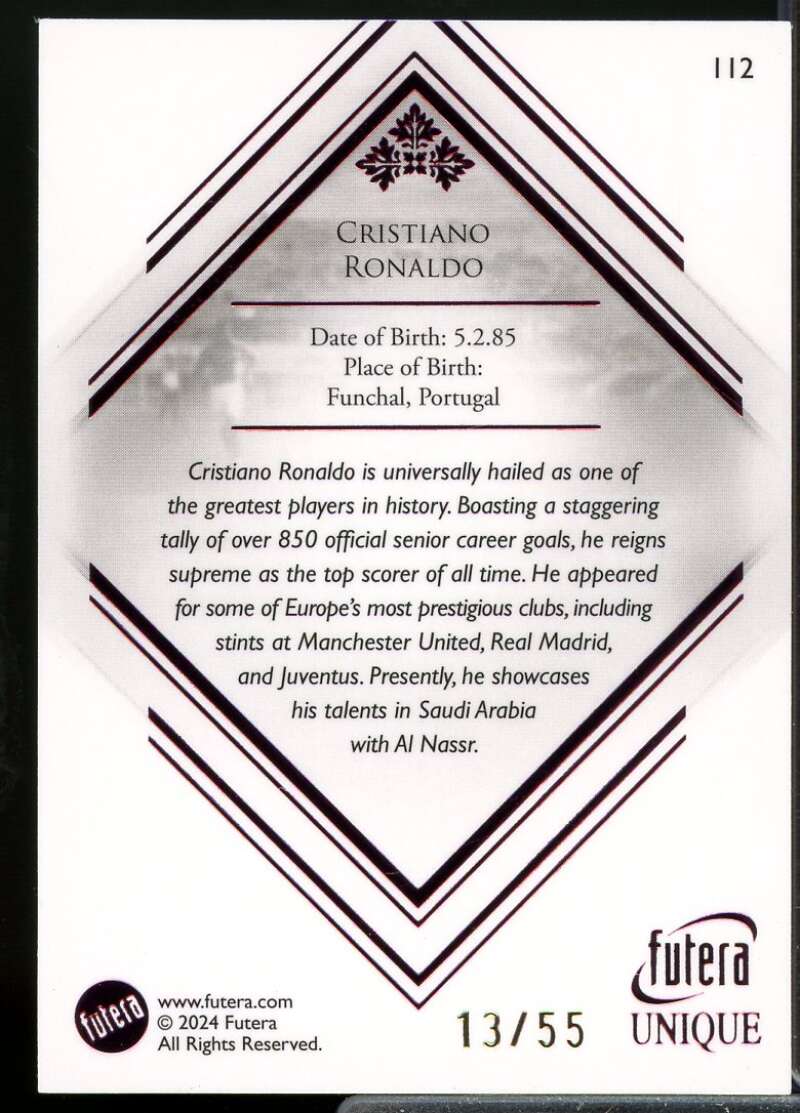 Cristiano Ronaldo /55 Card 2024 Futera Unique The Greats Pink #112  Image 2