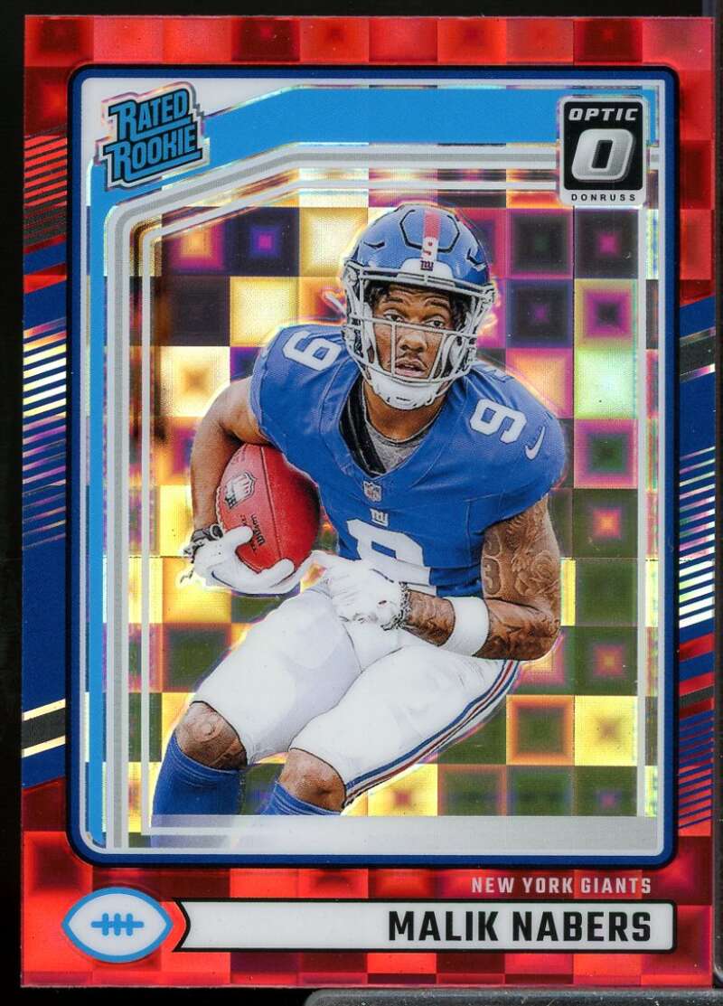 Malik Nabers Rookie 2024 Donruss Optic Rated Rookie Preview Red Pandora #383  Image 1