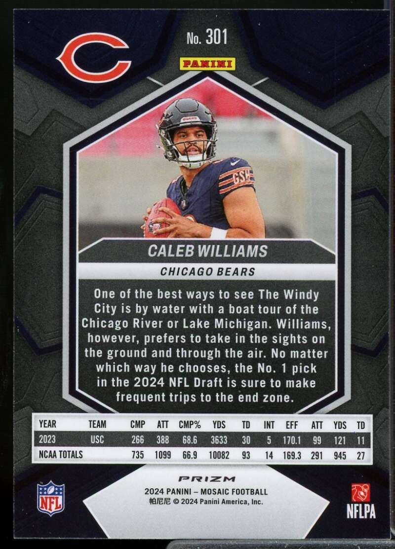 Caleb Williams Rookie Card 2024 Panini Mosaic Silver #301  Image 2
