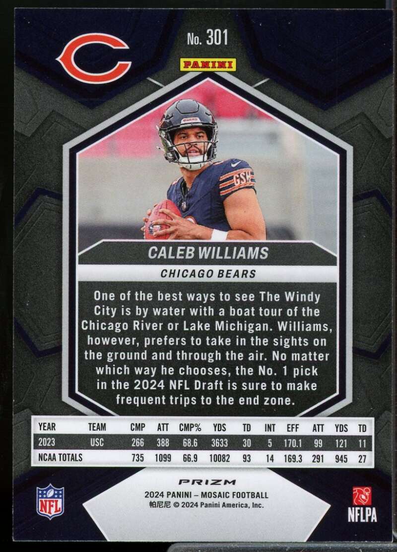 Caleb Williams Rookie Card 2024 Panini Mosaic Mosaic Camo Pink #301  Image 2