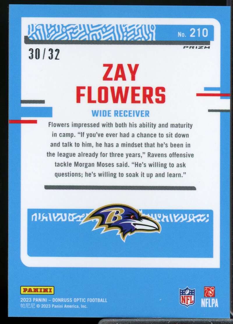 Zay Flowers /32 Rookie Card 2023 Donruss Optic NFL Shield #210  Image 2