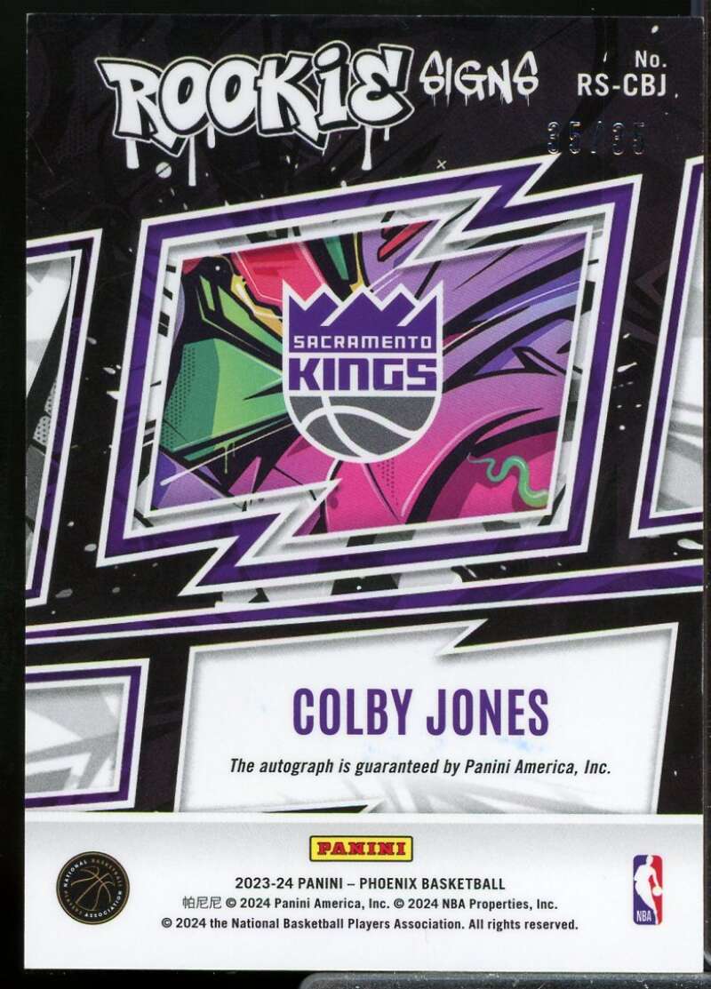 Colby Jones Rookie Card 2023-24 Panini Phoenix Signs Autograph Yellow #28  Image 2