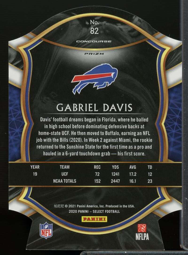 Gabriel Davis Rookie Card 2020 Select Prizm Blue Die Cut #82  Image 2