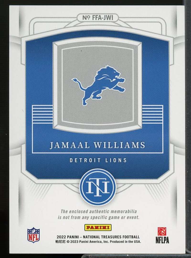 Jamaal Williams Card 2022 Panini National Treasures Framed Fabric #35  Image 2