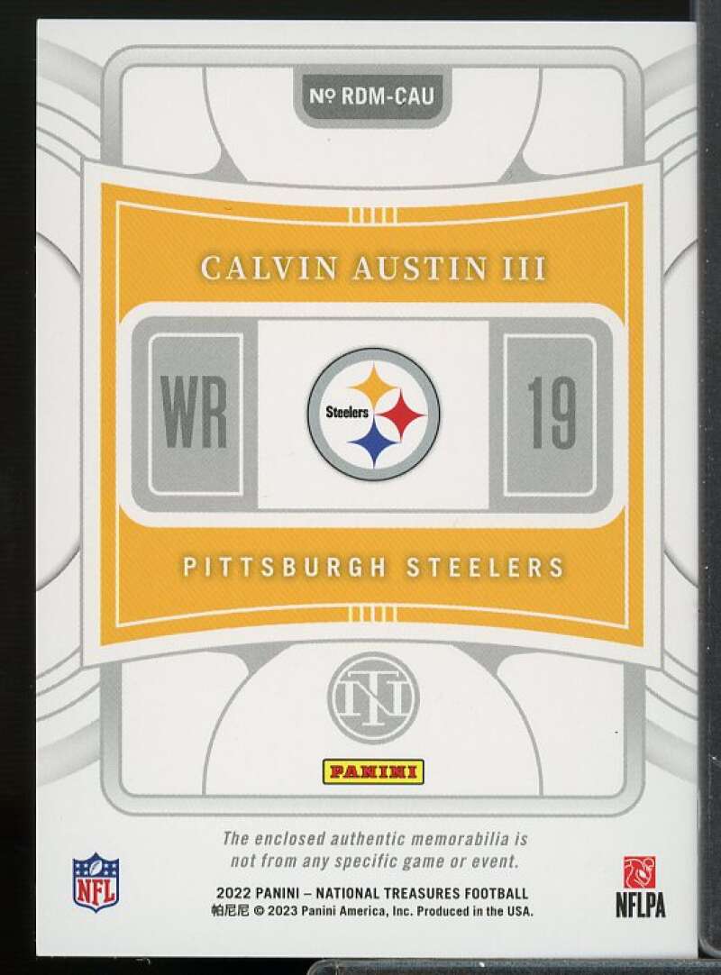 Calvin Austin III Card 2022 Panini National Treasures Rookie Dual Materials #40  Image 2