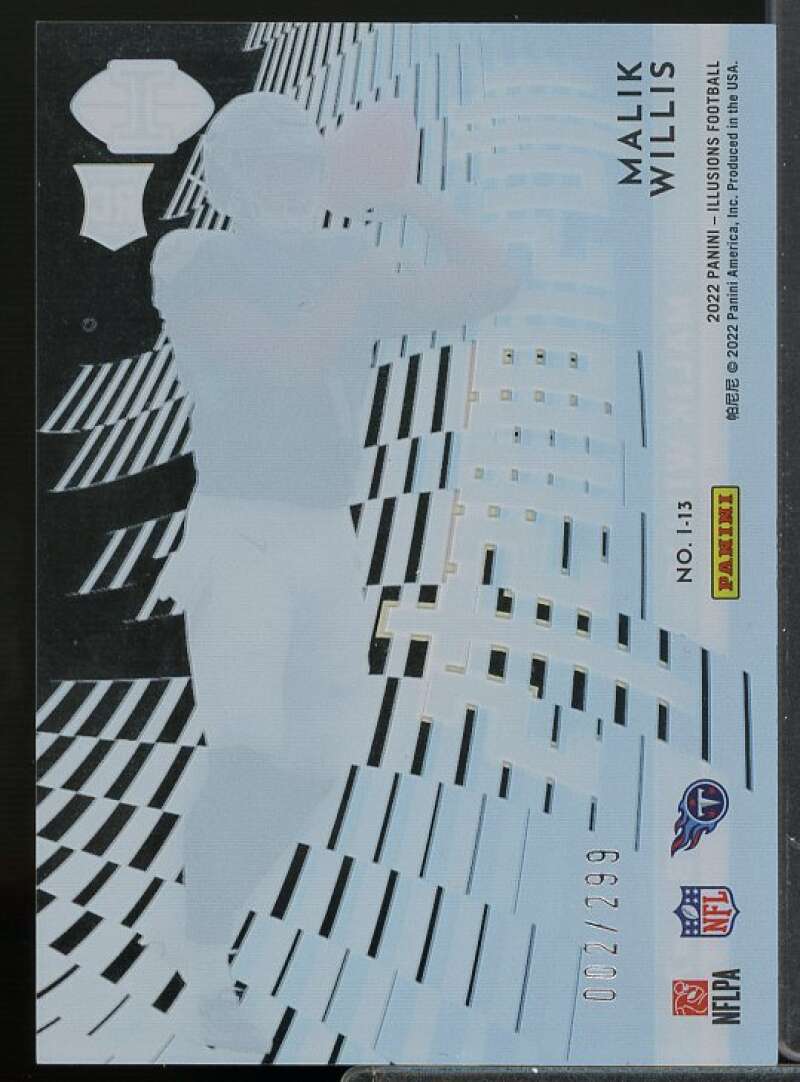 Malik Willis Rookie Card 2022 Panini Illusions Illusionists Light Blue #13  Image 2
