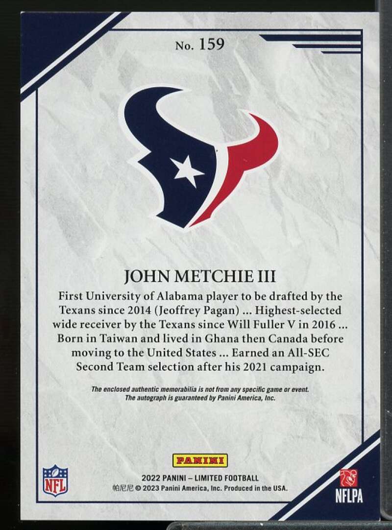 John Metchie III JSY AU Rookie Card 2022 Limited Silver Spotlight #159  Image 2