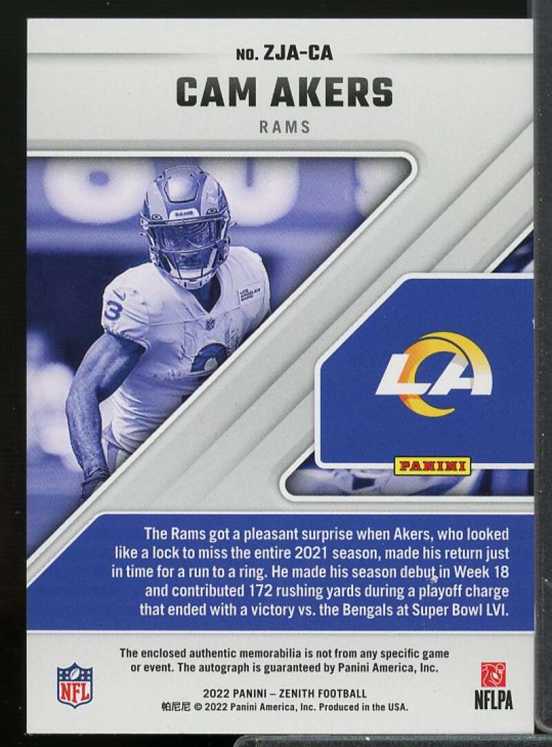 Cam Akers Card 2022 Zenith Z-Jersey Autographs Gold #21  Image 2