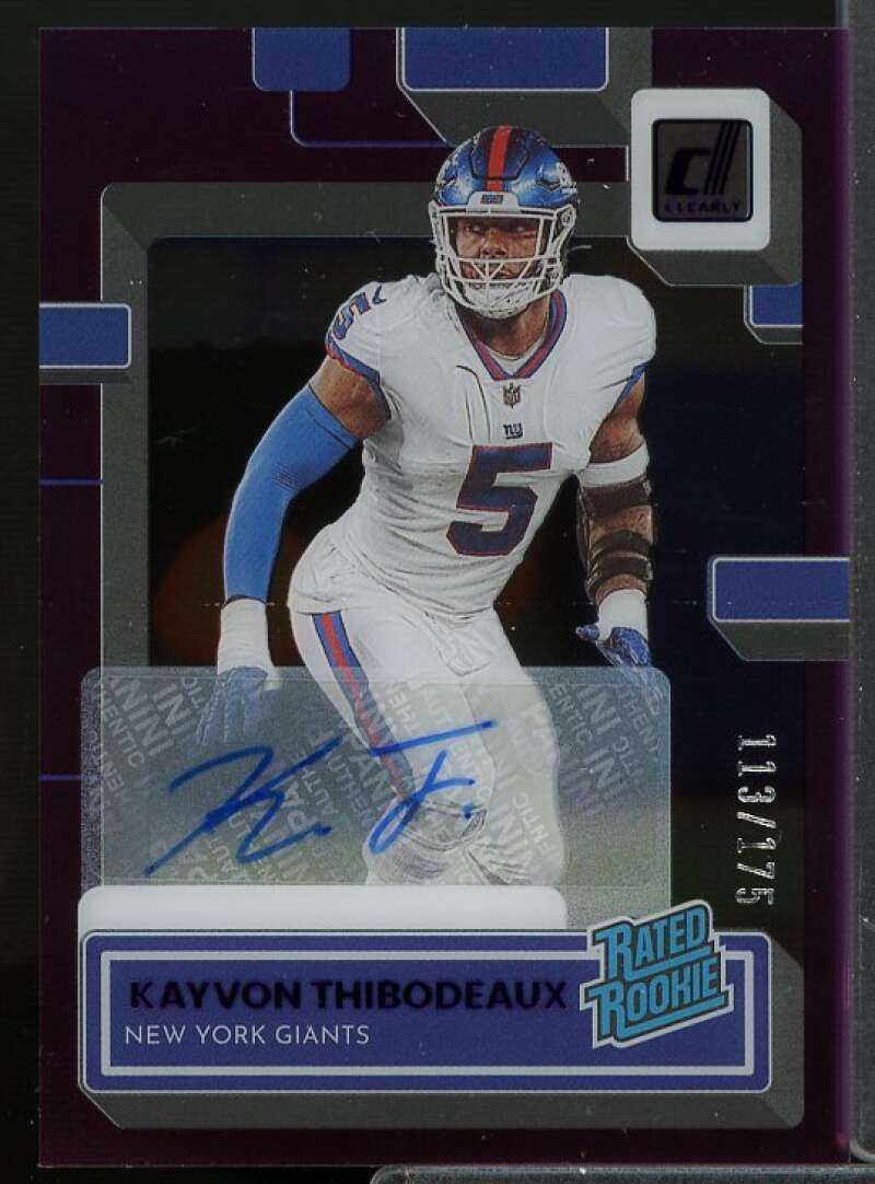 Thibodeaux Card 2022 Clearly Donruss Clearly Rated Rookie Autographs Purple #95  Image 1