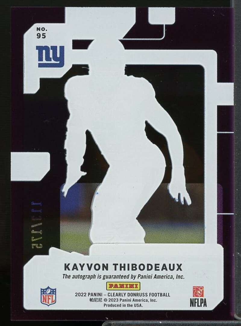 Thibodeaux Card 2022 Clearly Donruss Clearly Rated Rookie Autographs Purple #95  Image 2