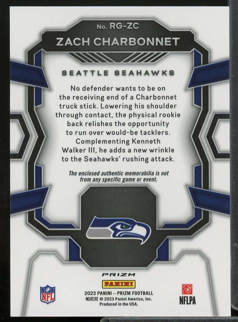 Zach Charbonnet Rookie Card 2023 Panini Prizm Rookie Gear Prizms Pink #8  Image 2