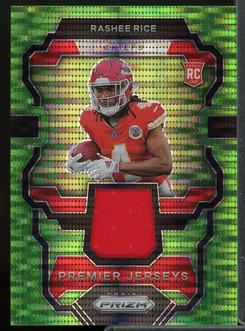 Rashee Rice Rookie Card 2023 Panini Prizm Premier Jerseys Neon Green Pulsar #15  Image 1
