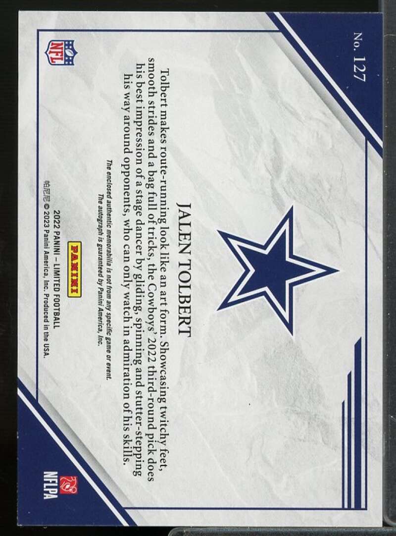 Jalen Tolbert JSY AU/199 Rookie Card 2022 Limited #127  Image 2